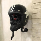 Resin Skull Motorcycle Helmet Holder, Approximately 390 g