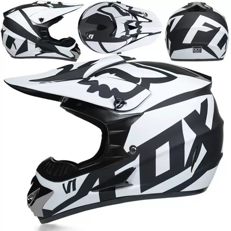 Full-Face Motocross Helmet with Extended Visor and Reinforced Chin Guard