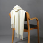 Cashmere-Blend Throw Blanket with Fringe for Couch, Bed, and Home Decor