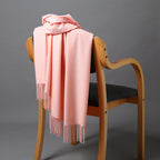Cashmere-Blend Throw Blanket with Fringe for Couch, Bed, and Home Decor