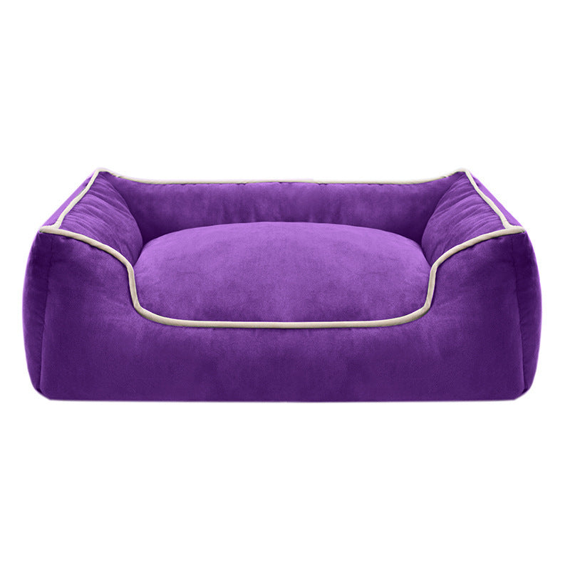 Plush Bolstered Dog Bed with Removable Machine-Washable Cover