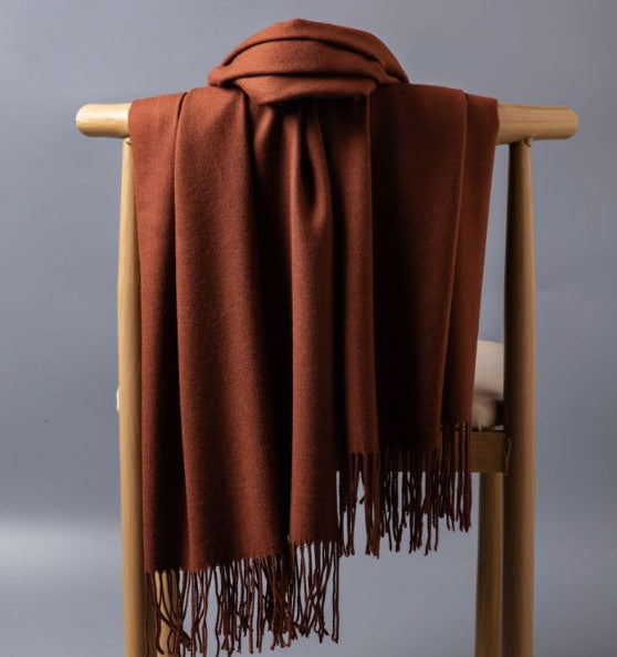 Cashmere-Blend Throw Blanket with Fringe for Couch, Bed, and Home Decor