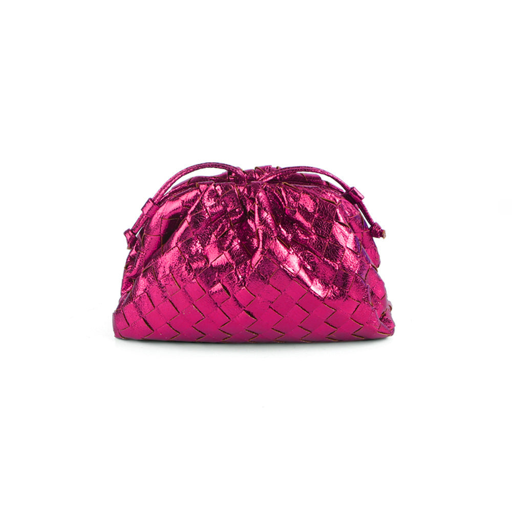 Textured Woven Leather Handheld Clutch