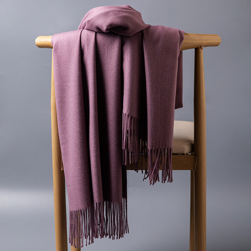 Cashmere-Blend Throw Blanket with Fringe for Couch, Bed, and Home Decor