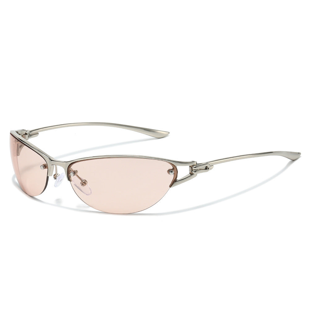 Contemporary Chic Shield Sunglasses with Adjustable Nose Pads