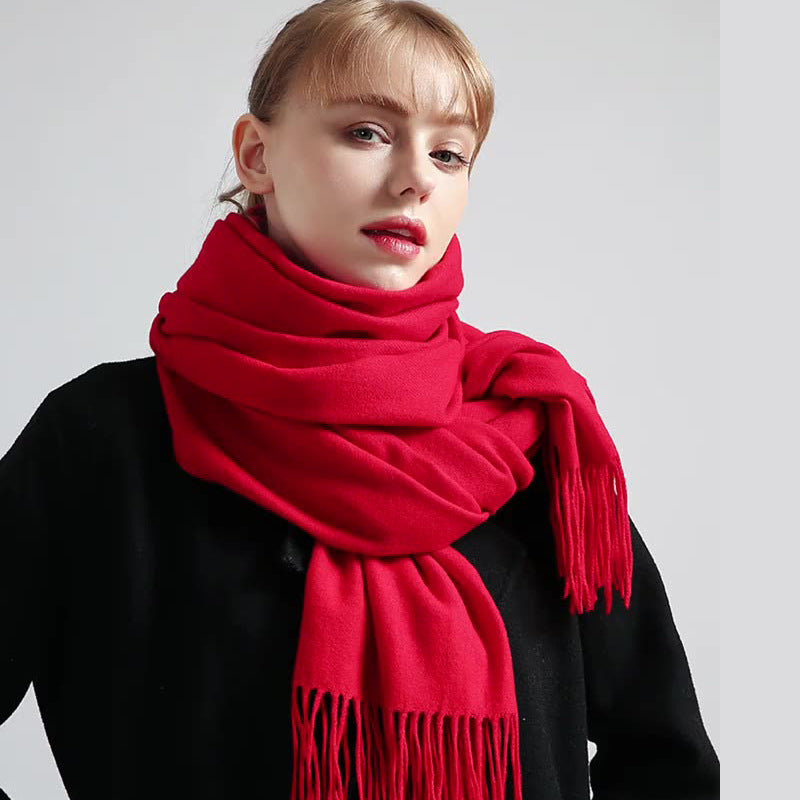 Cashmere-Blend Throw Blanket with Fringe for Couch, Bed, and Home Decor
