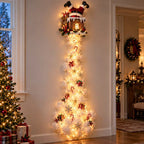 Christmas Wall Decoration with Warm Golden Lights and Winter Details