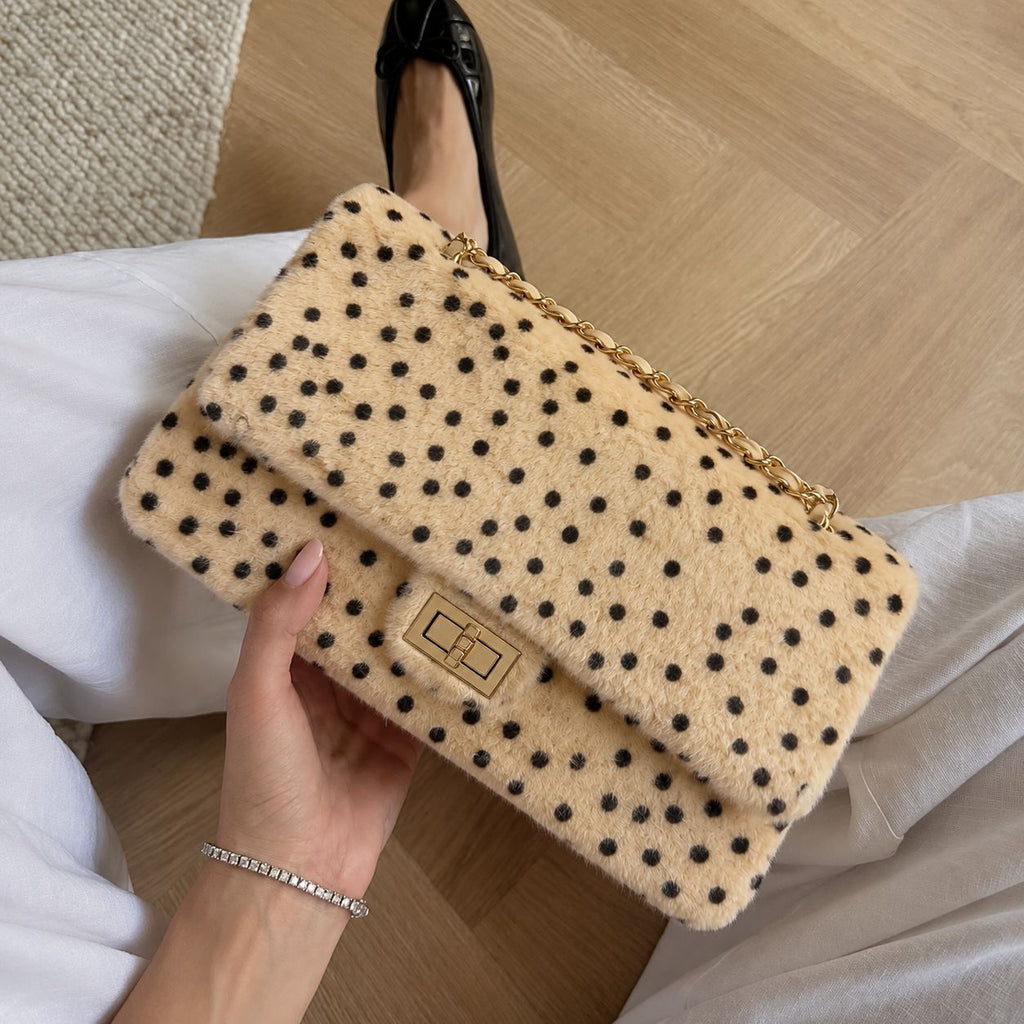 Textured Chain Handle Handbag, Gold Chain, Camel
