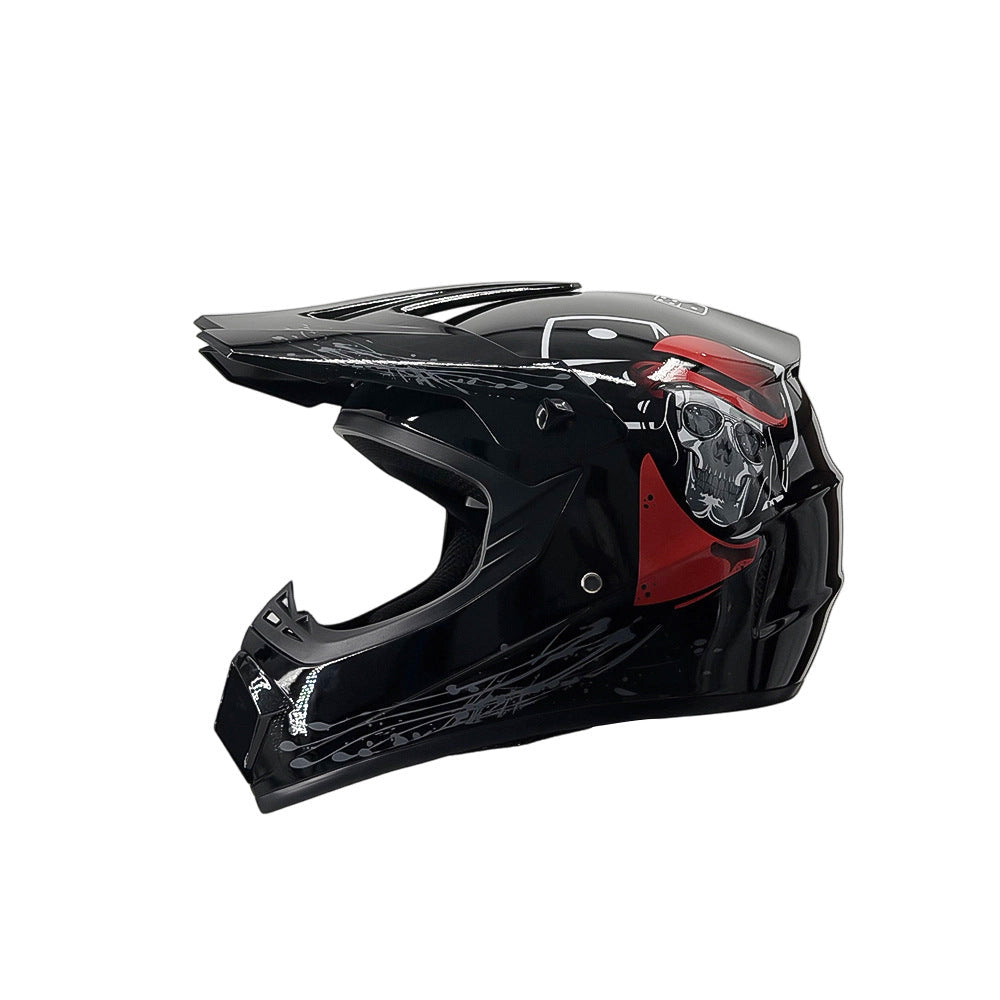 Full-Face Motocross Helmet with Extended Visor and Reinforced Chin Guard