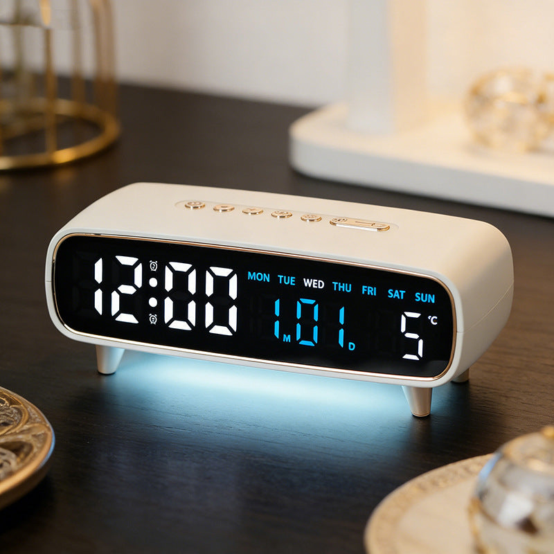 Radio-Controlled Digital Alarm Clock with Date and Temperature Display