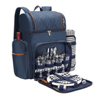 Picnic Backpack with Dish Set, Water-Resistant Fabric, 18 × 13 × 8.7 Inches