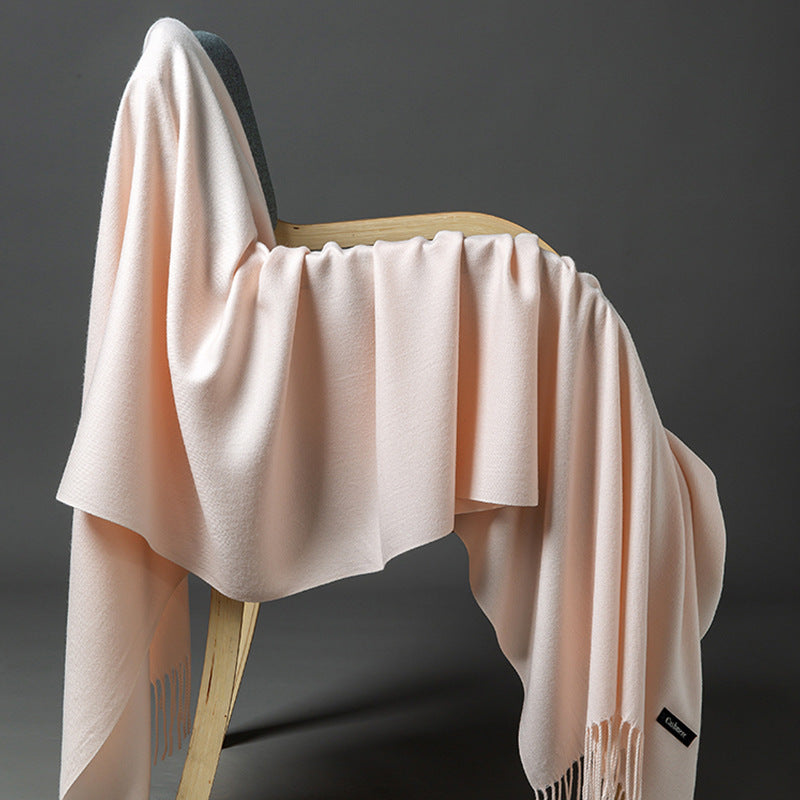 Cashmere-Blend Throw Blanket with Fringe for Couch, Bed, and Home Decor