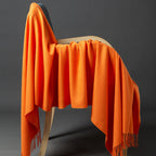 Cashmere-Blend Throw Blanket with Fringe for Couch, Bed, and Home Decor