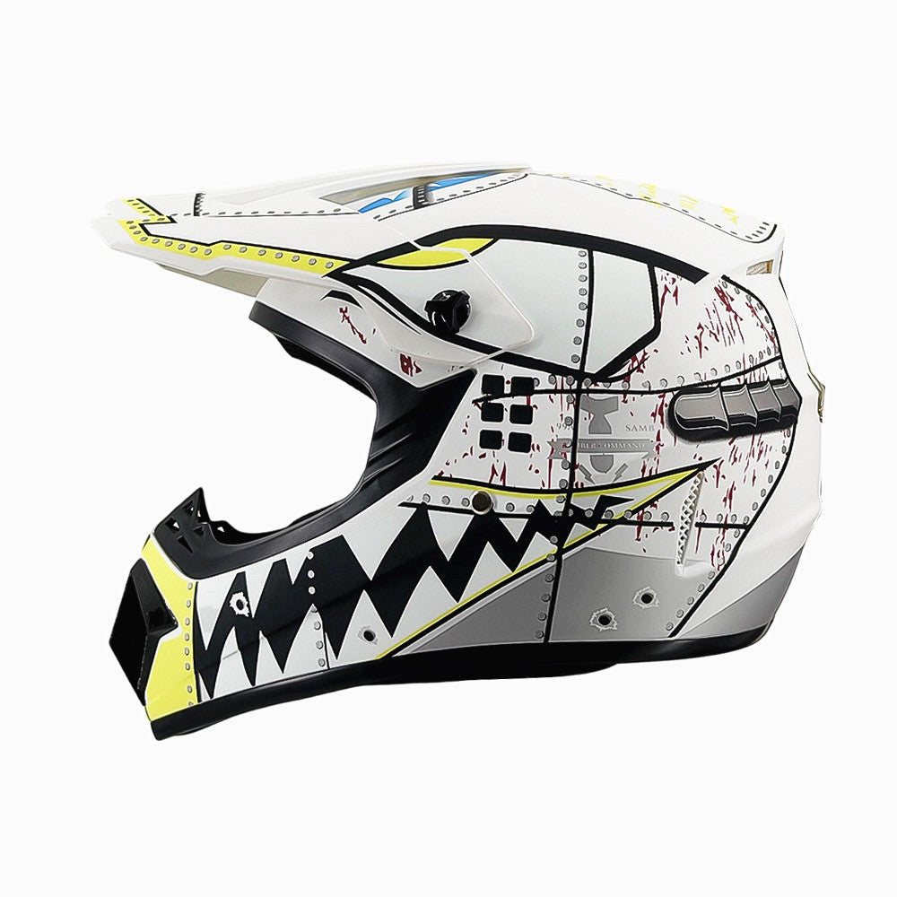 Full-Face Motocross Helmet with Extended Visor and Reinforced Chin Guard