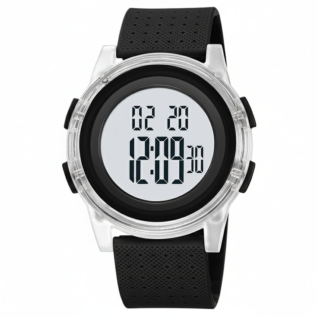Ultra-Thin Digital Sports Watch for Men, Stainless Steel, 50m