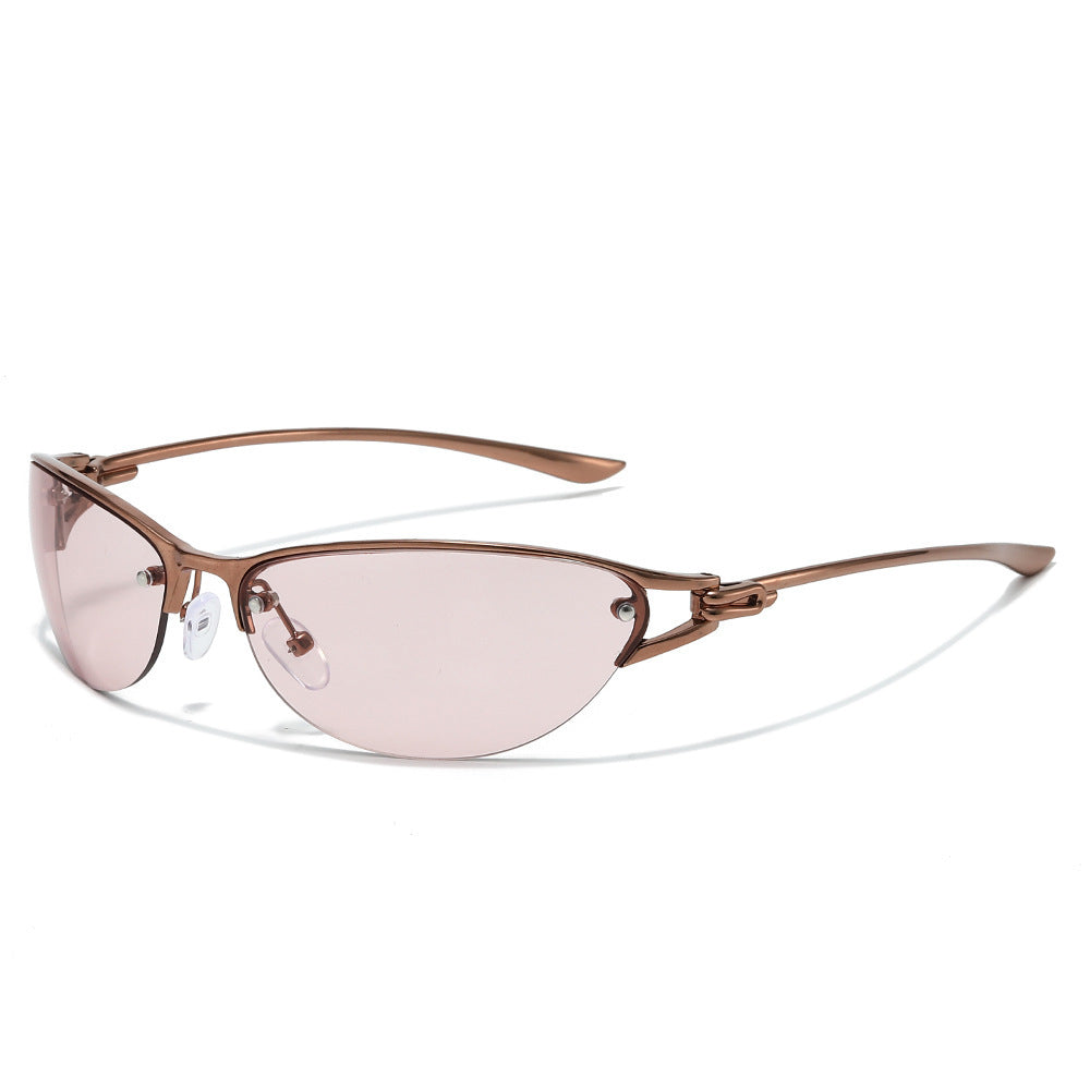 Contemporary Chic Shield Sunglasses with Adjustable Nose Pads