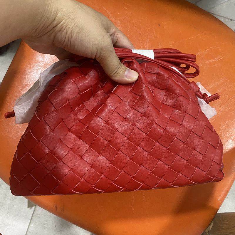 Textured Woven Leather Handheld Clutch
