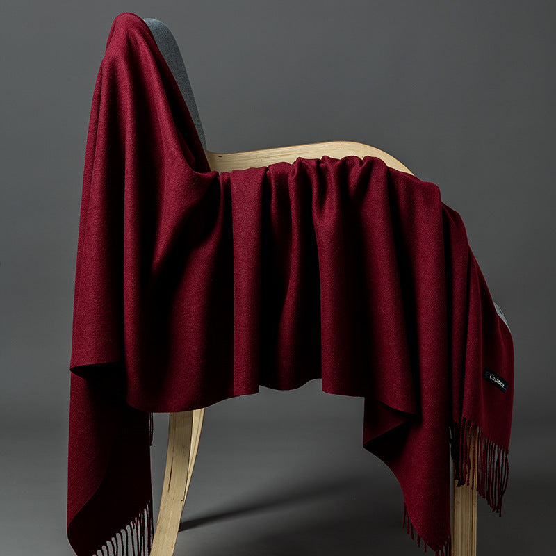 Cashmere-Blend Throw Blanket with Fringe for Couch, Bed, and Home Decor