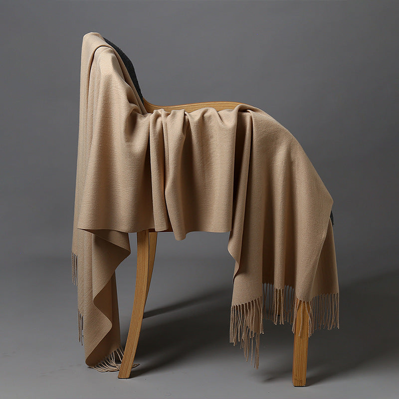 Cashmere-Blend Throw Blanket with Fringe for Couch, Bed, and Home Decor
