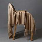 Cashmere-Blend Throw Blanket with Fringe for Couch, Bed, and Home Decor