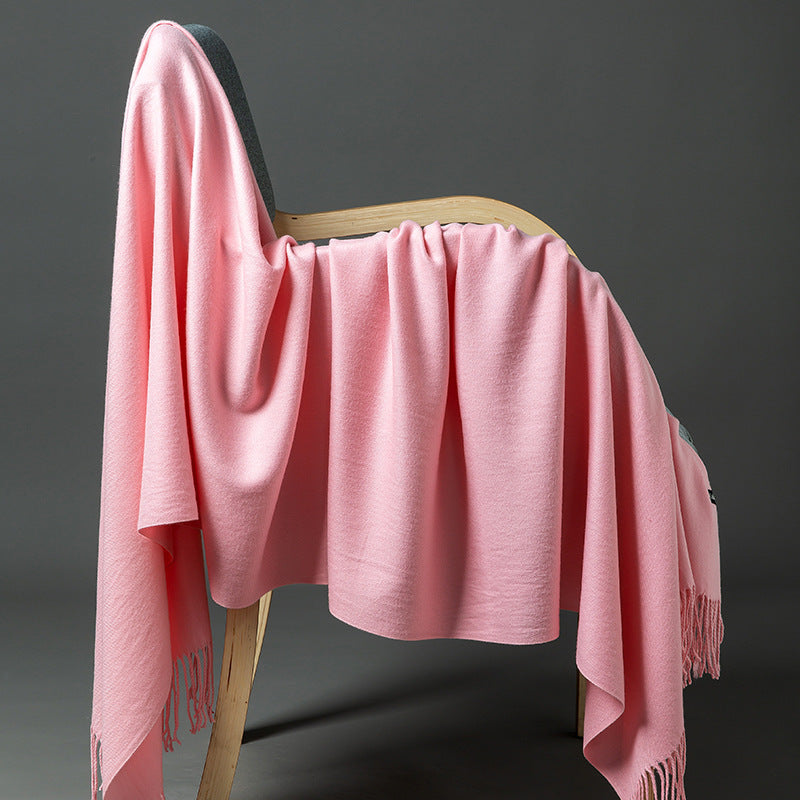 Cashmere-Blend Throw Blanket with Fringe for Couch, Bed, and Home Decor