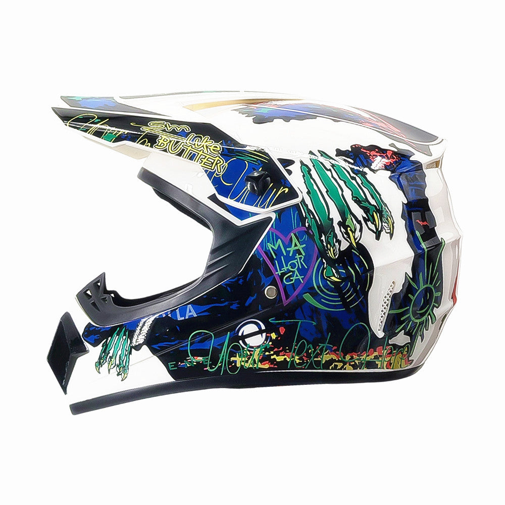 Full-Face Motocross Helmet with Extended Visor and Reinforced Chin Guard