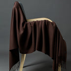 Cashmere-Blend Throw Blanket with Fringe for Couch, Bed, and Home Decor