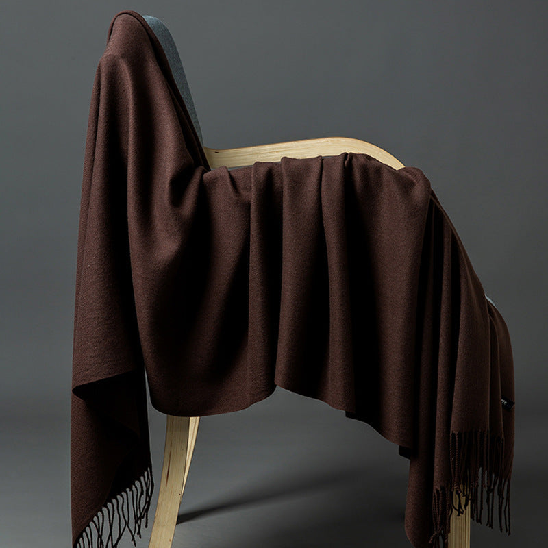 Cashmere-Blend Throw Blanket with Fringe for Couch, Bed, and Home Decor