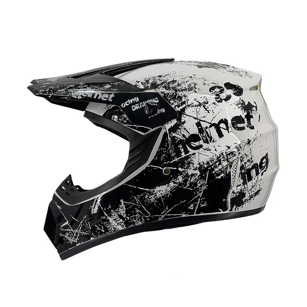 Full-Face Motocross Helmet with Extended Visor and Reinforced Chin Guard