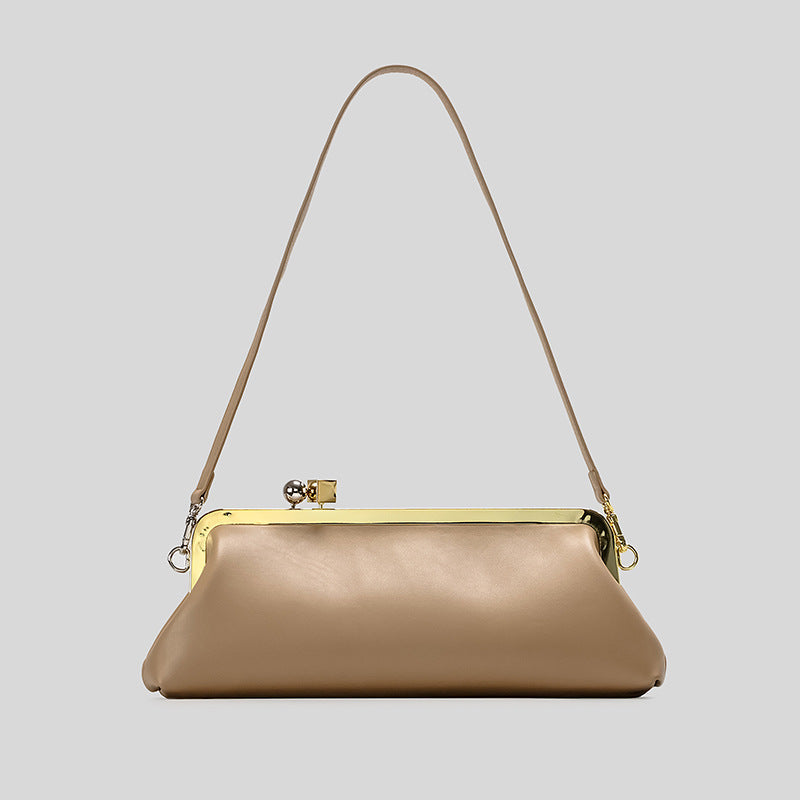 Patent Leather Evening Handbag with Detachable Strap and Frame Clasp