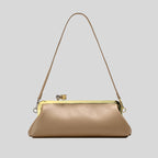 Patent Leather Evening Handbag with Detachable Strap and Frame Clasp