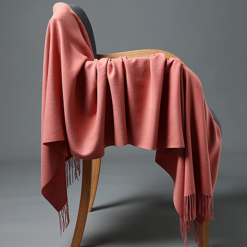 Cashmere-Blend Throw Blanket with Fringe for Couch, Bed, and Home Decor