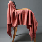 Cashmere-Blend Throw Blanket with Fringe for Couch, Bed, and Home Decor