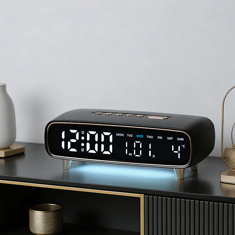 Radio-Controlled Digital Alarm Clock with Date and Temperature Display
