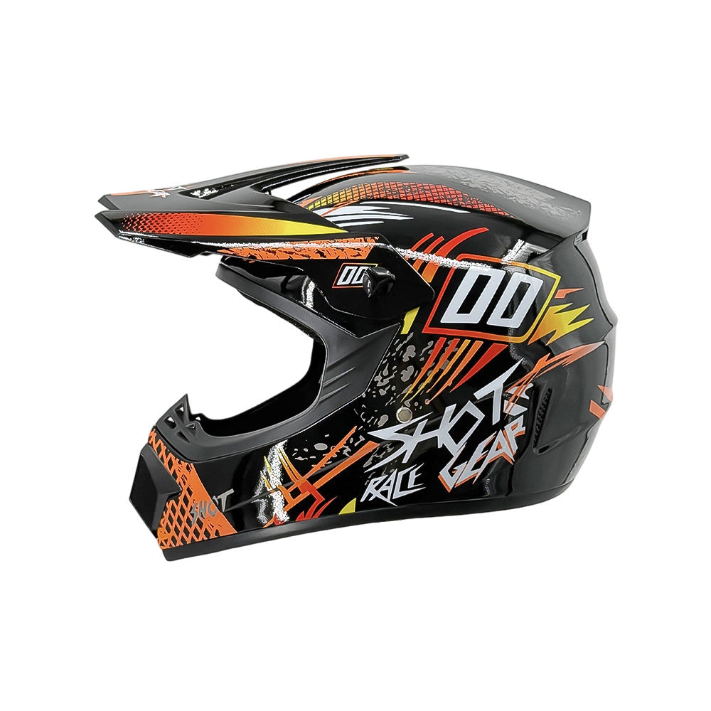 Full-Face Motocross Helmet with Extended Visor and Reinforced Chin Guard