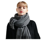 Cashmere-Blend Throw Blanket with Fringe for Couch, Bed, and Home Decor