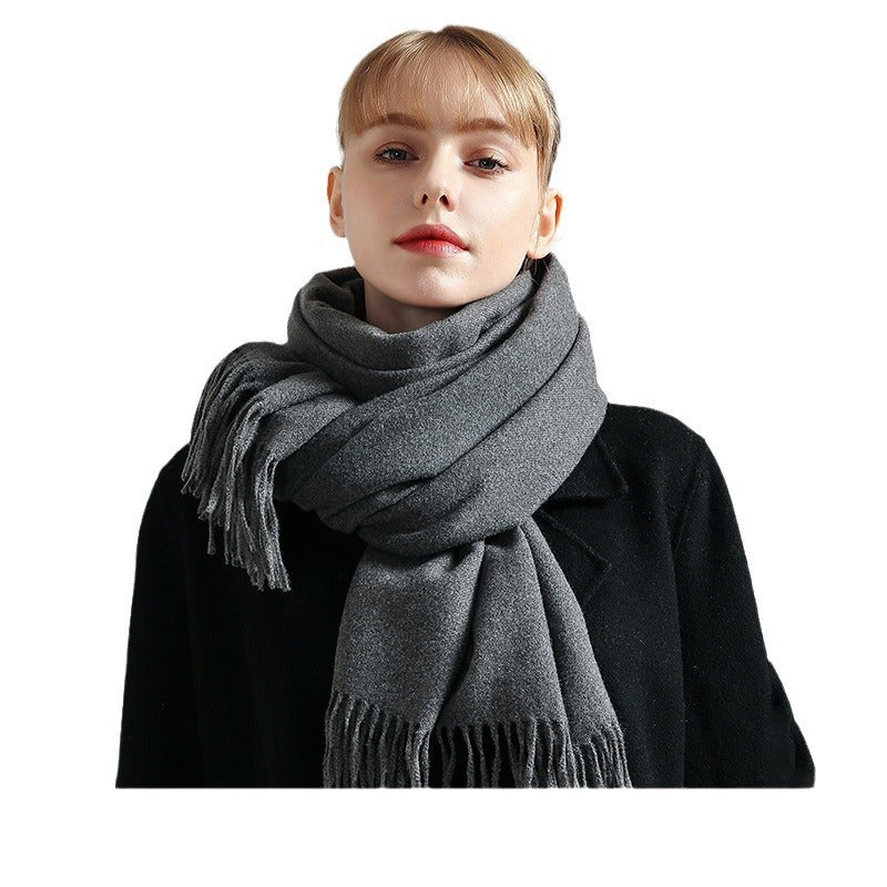 Cashmere-Blend Throw Blanket with Fringe for Couch, Bed, and Home Decor