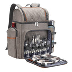 Picnic Backpack with Dish Set, Water-Resistant Fabric, 18 × 13 × 8.7 Inches
