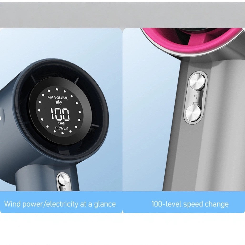 Unisex Compact Cordless High-Speed Hair Dryer with LED Display
