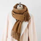 Cashmere-Blend Throw Blanket with Fringe for Couch, Bed, and Home Decor