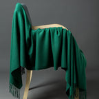 Cashmere-Blend Throw Blanket with Fringe for Couch, Bed, and Home Decor