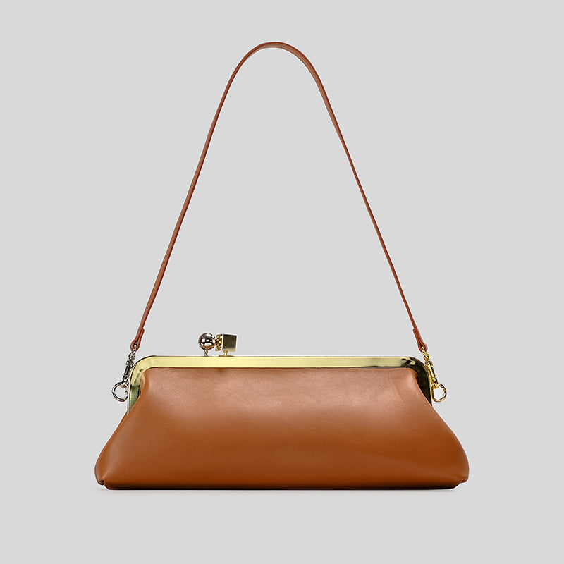 Patent Leather Evening Handbag with Detachable Strap and Frame Clasp
