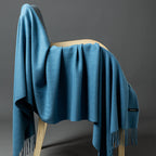 Cashmere-Blend Throw Blanket with Fringe for Couch, Bed, and Home Decor
