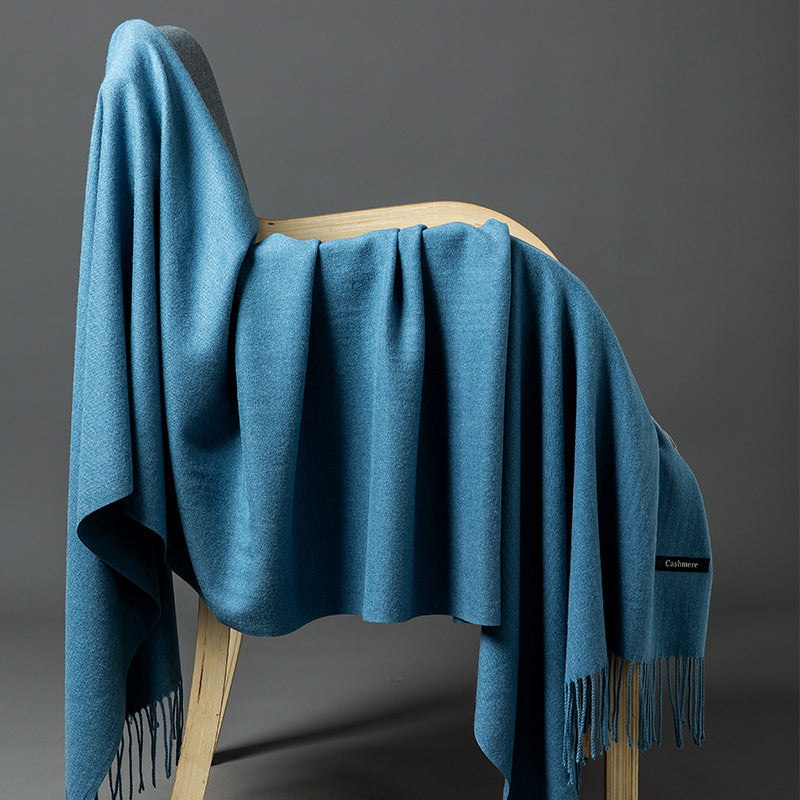 Cashmere-Blend Throw Blanket with Fringe for Couch, Bed, and Home Decor