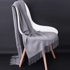 Cashmere-Blend Throw Blanket with Fringe for Couch, Bed, and Home Decor