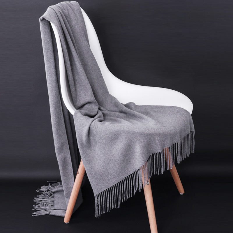 Cashmere-Blend Throw Blanket with Fringe for Couch, Bed, and Home Decor