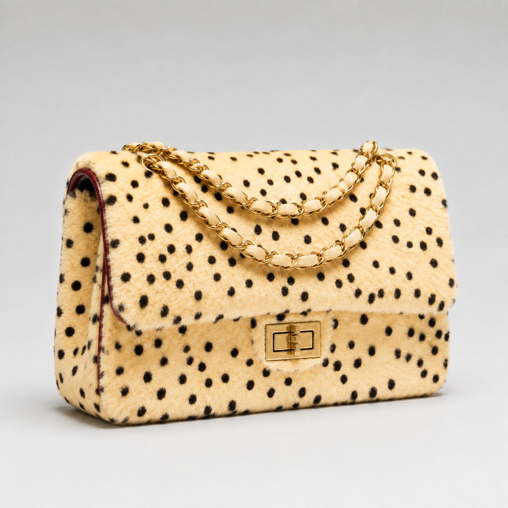 Textured Chain Handle Handbag, Gold Chain, Camel