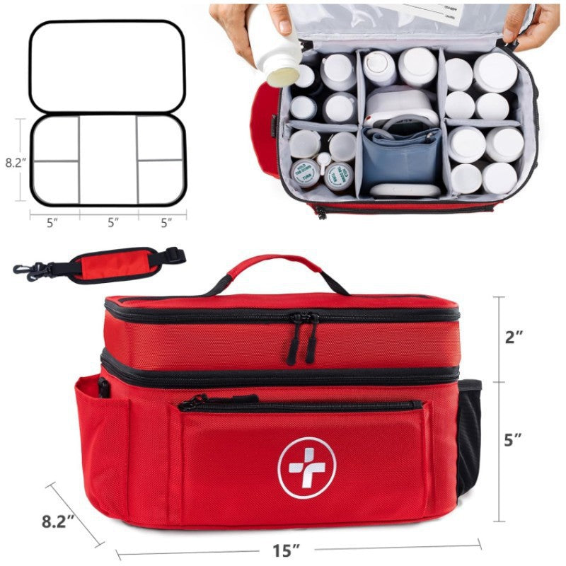 Medical Storage Bag with Shoulder Strap, Handles & Compartments