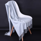Cashmere-Blend Throw Blanket with Fringe for Couch, Bed, and Home Decor