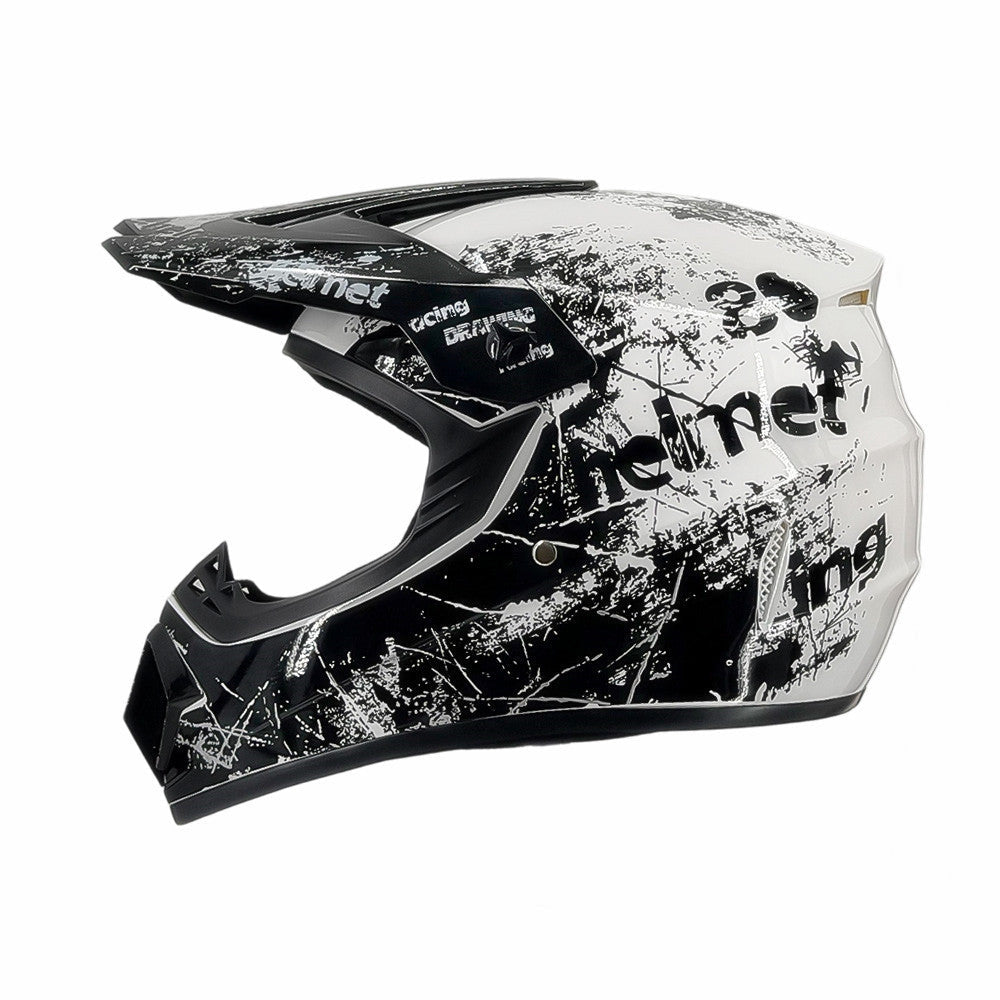 Full-Face Motocross Helmet with Extended Visor and Reinforced Chin Guard